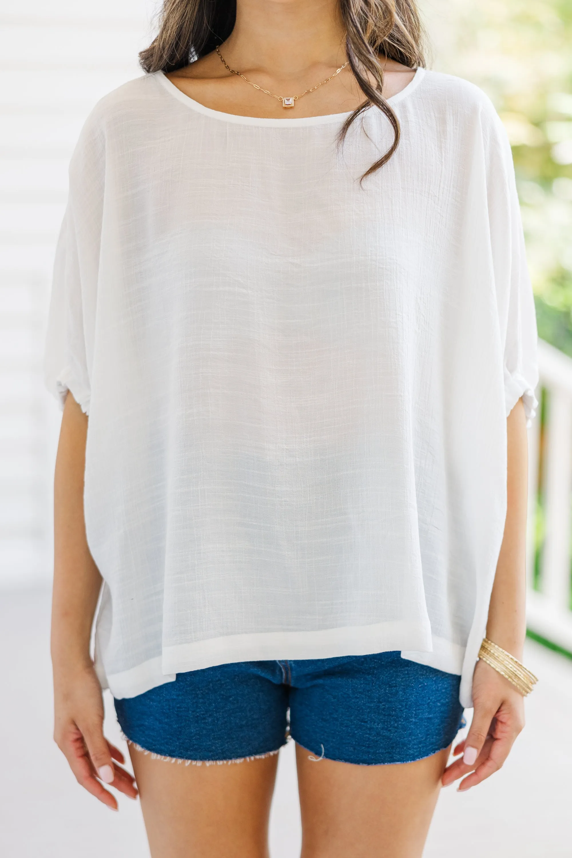 Easy Situations White Batwing Blouse