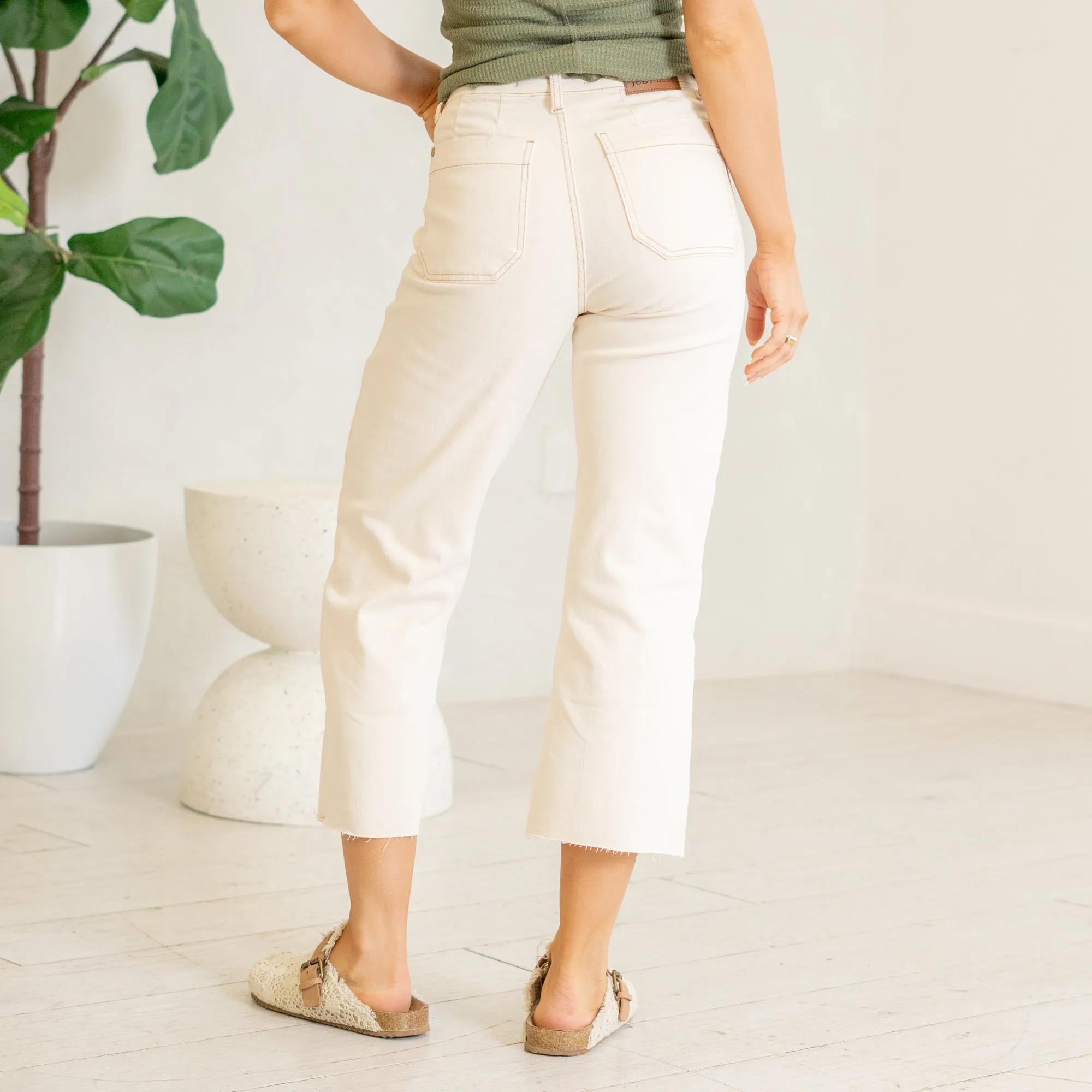 Ecru High Rise Wide Leg Regular & Plus Sizes