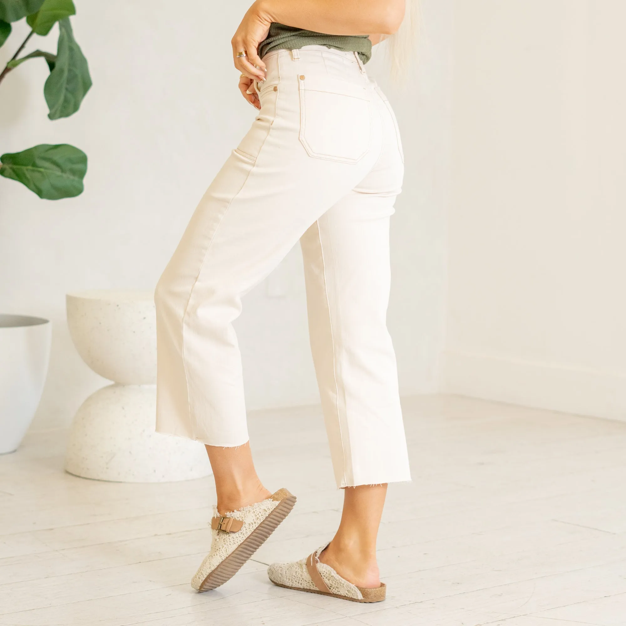 Ecru High Rise Wide Leg Regular & Plus Sizes