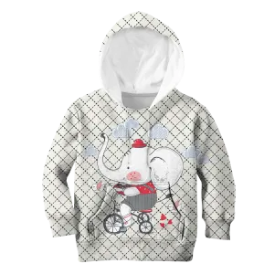 Elephant riding bicycle Kid Custom Cosplay Hoodies Apparel