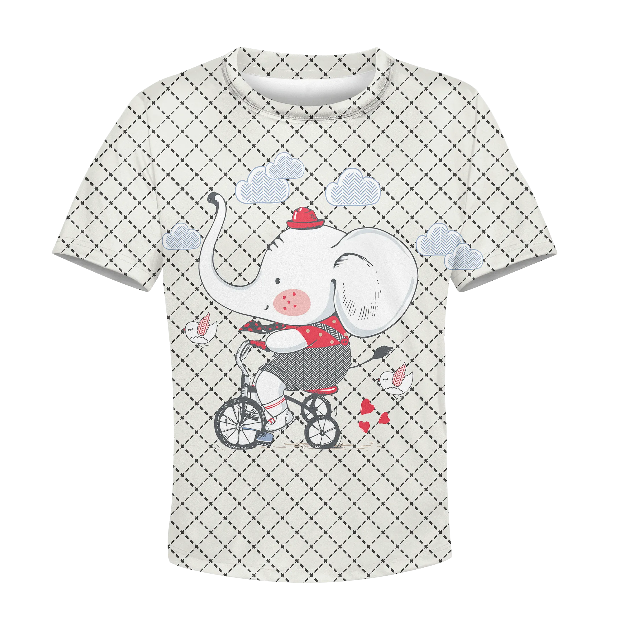 Elephant riding bicycle Kid Custom Cosplay Hoodies Apparel