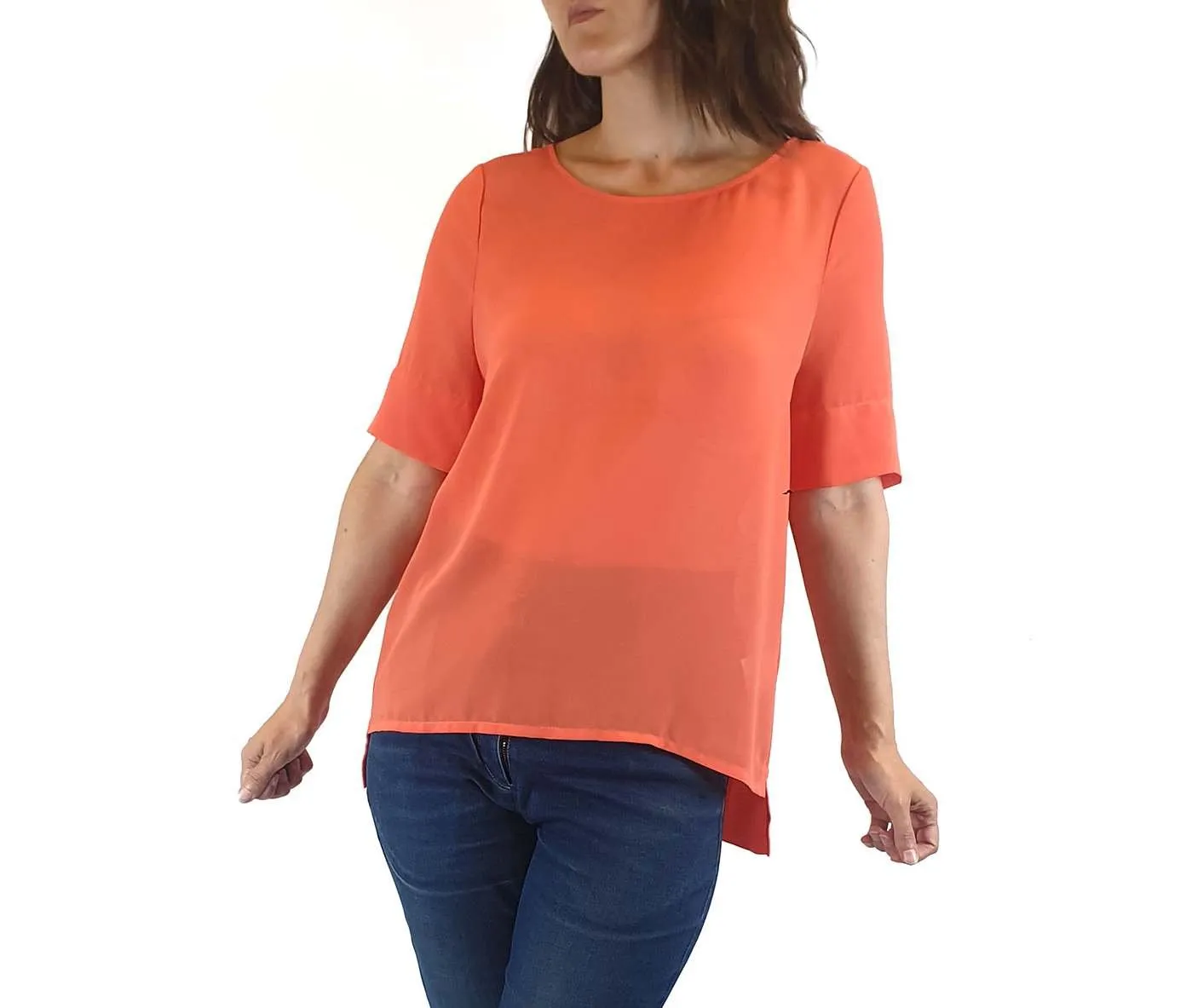 Elk sheer peachy pink half sleeve top size XS (best fits 8)