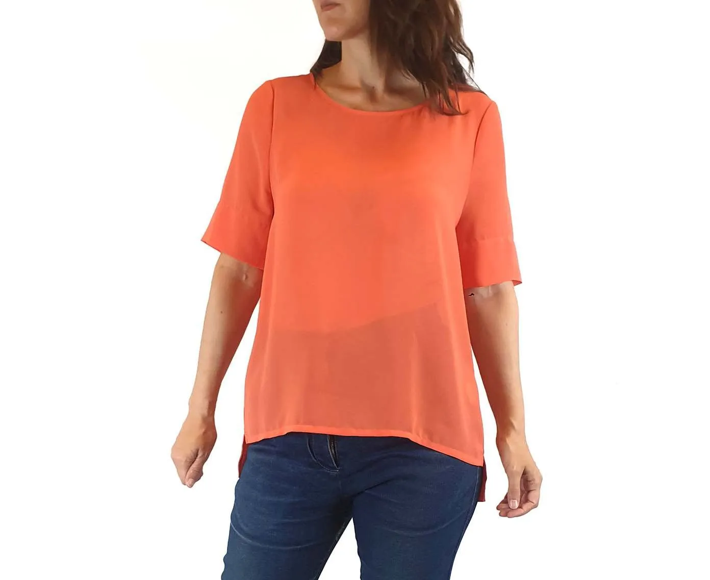 Elk sheer peachy pink half sleeve top size XS (best fits 8)