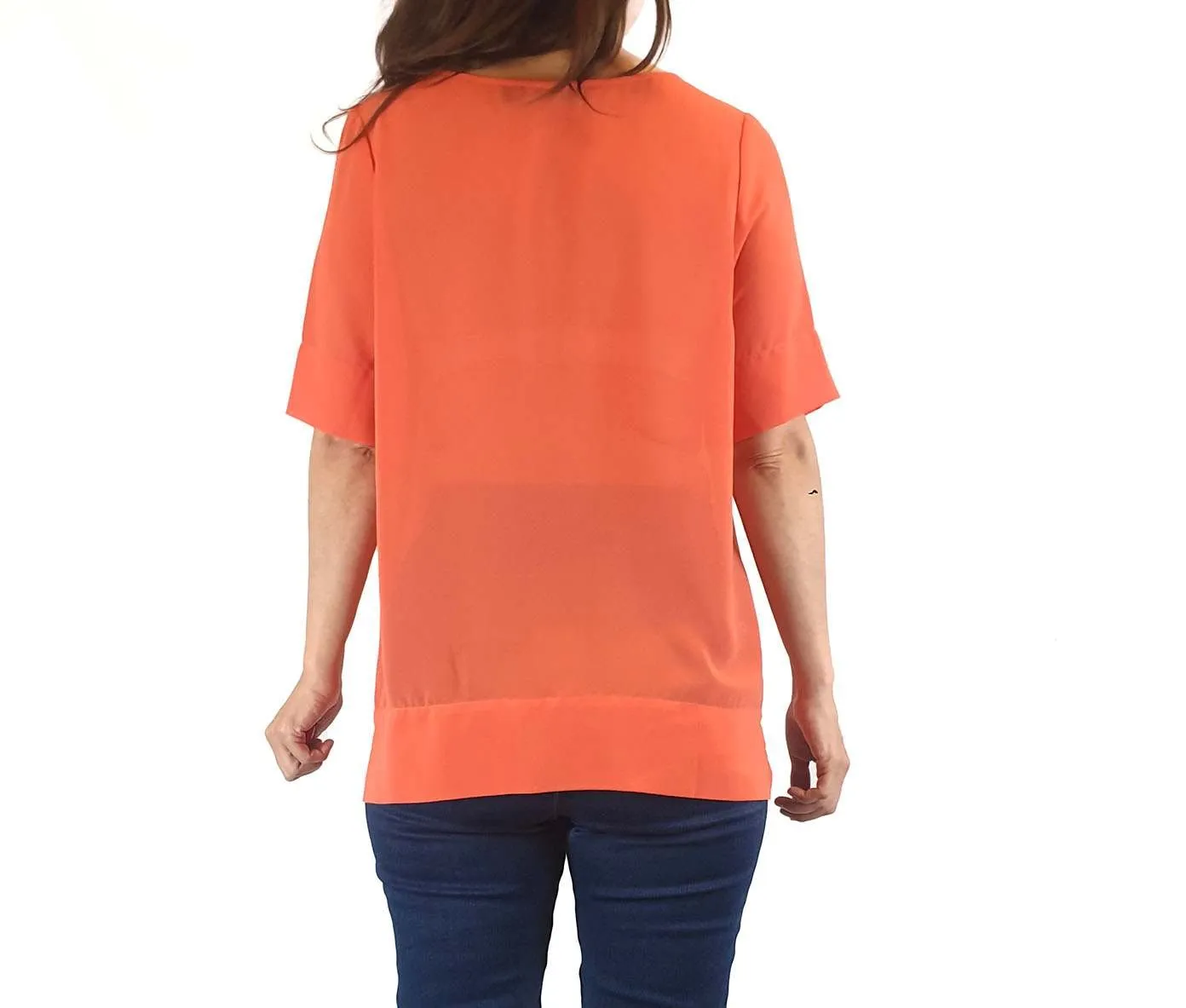 Elk sheer peachy pink half sleeve top size XS (best fits 8)