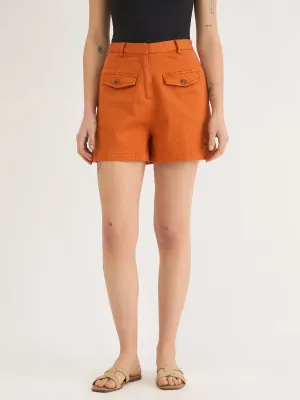 Elle Women Brown Relaxed Fit Solid Shorts