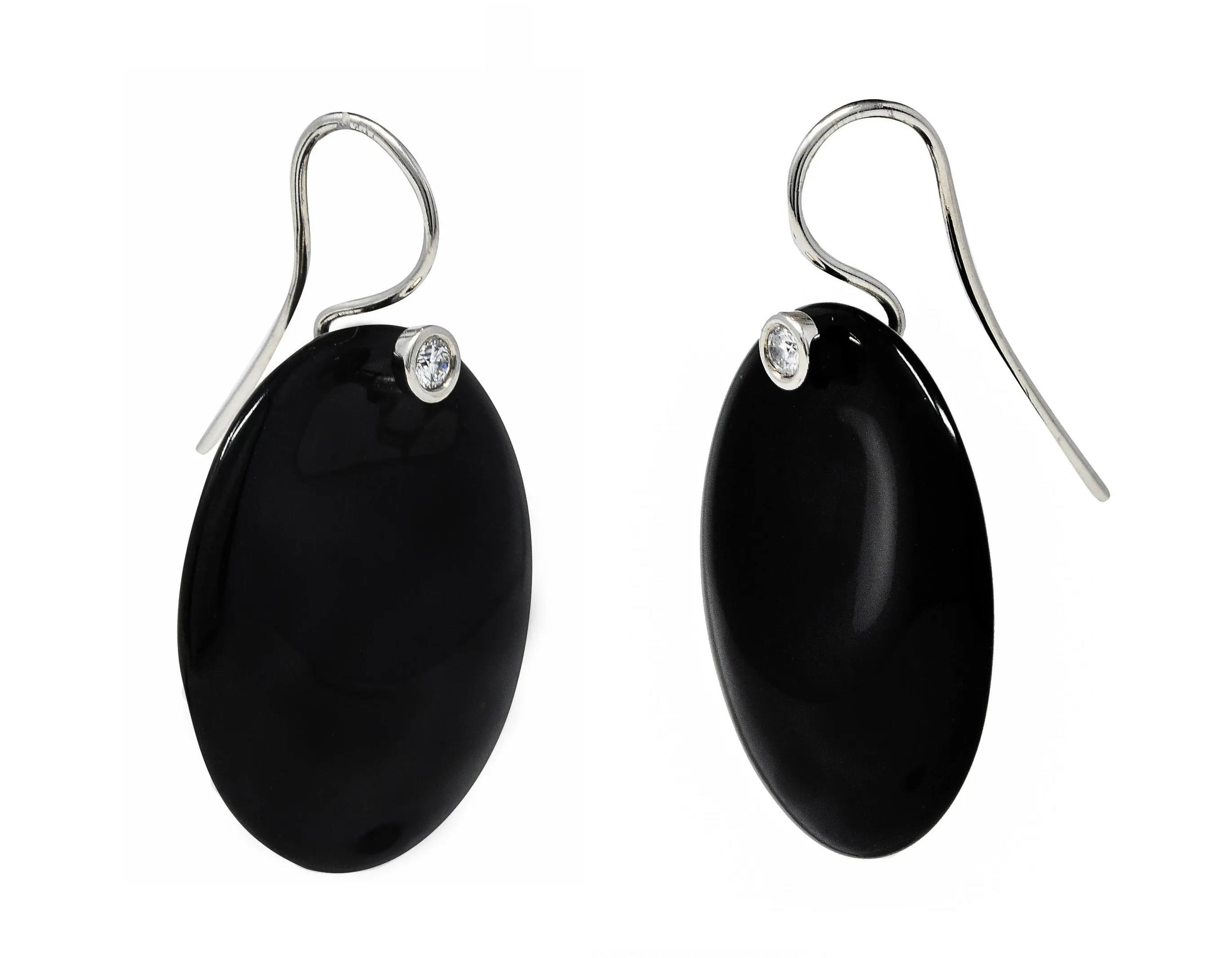 Elsa Peretti Tiffany & Co. Black Jade Diamond Platinum Touchstone Earrings