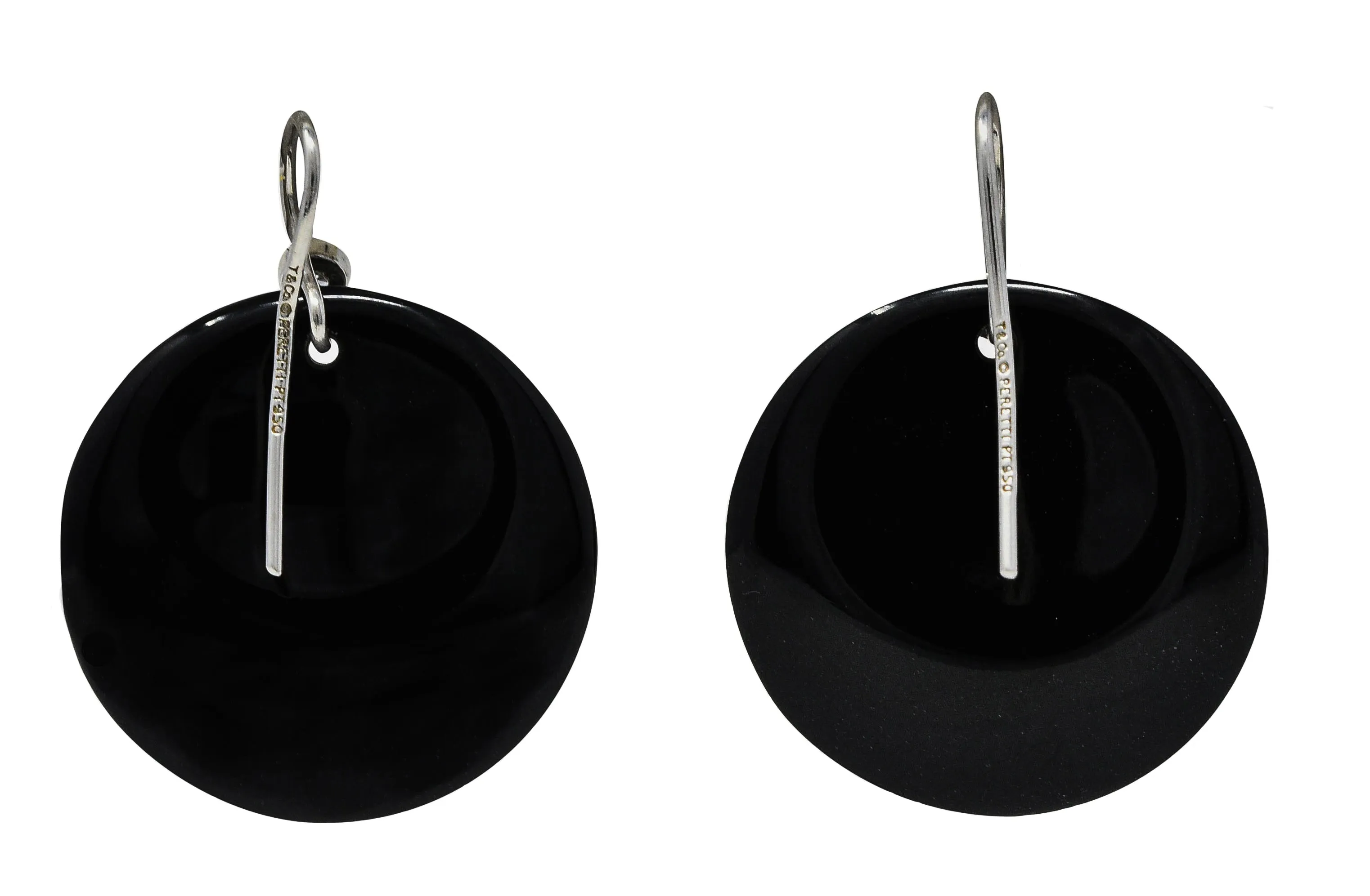 Elsa Peretti Tiffany & Co. Black Jade Diamond Platinum Touchstone Earrings