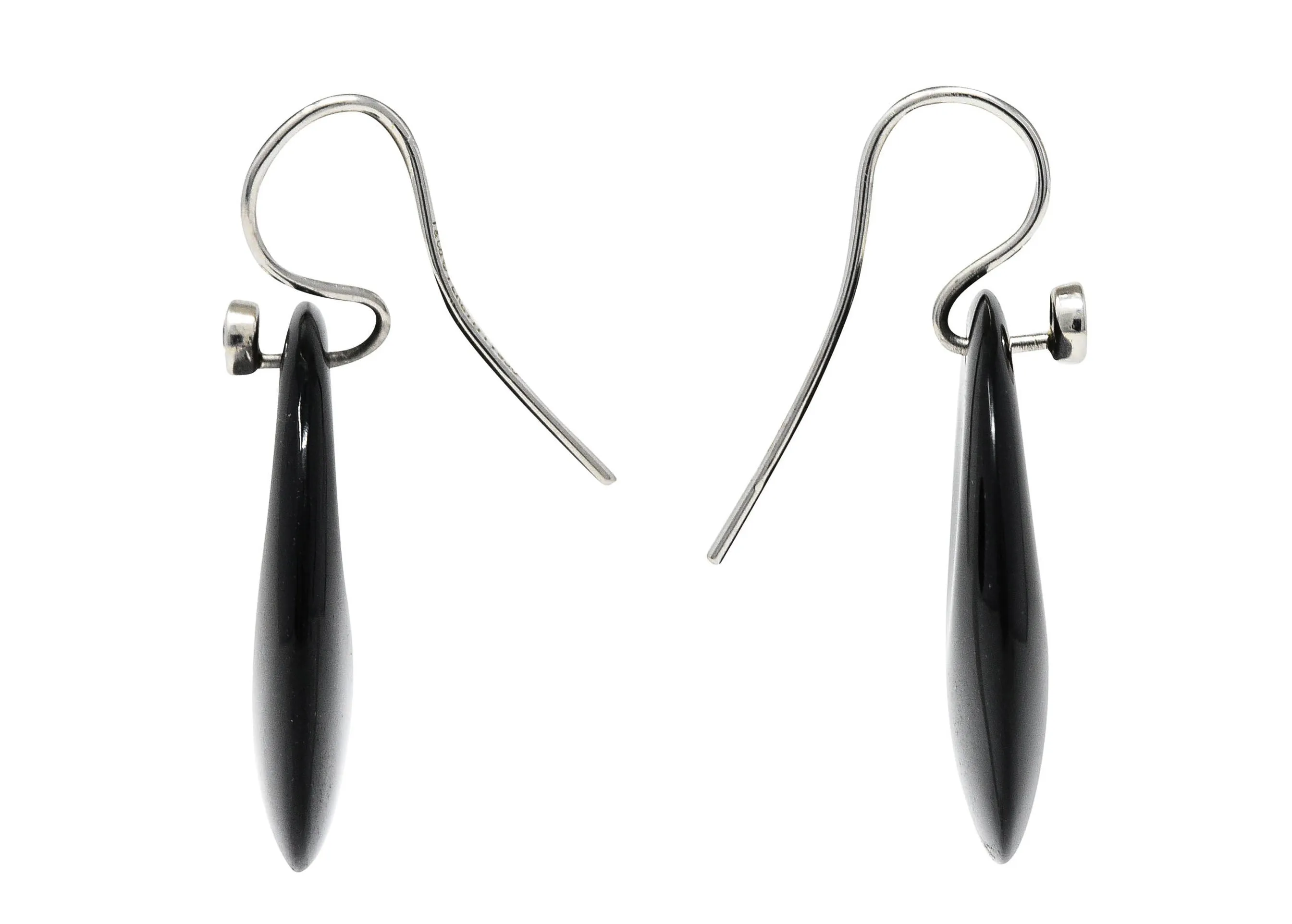 Elsa Peretti Tiffany & Co. Black Jade Diamond Platinum Touchstone Earrings