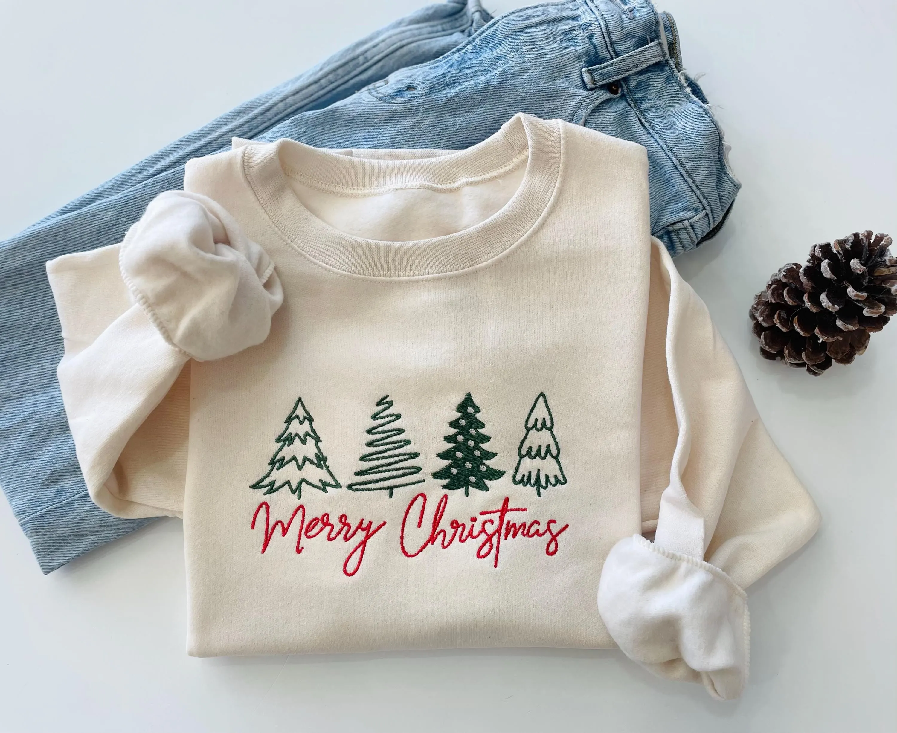 Embroidered Merry Christmas Sweater - Christmas Eve Sweater - Womens Christmas Outfit