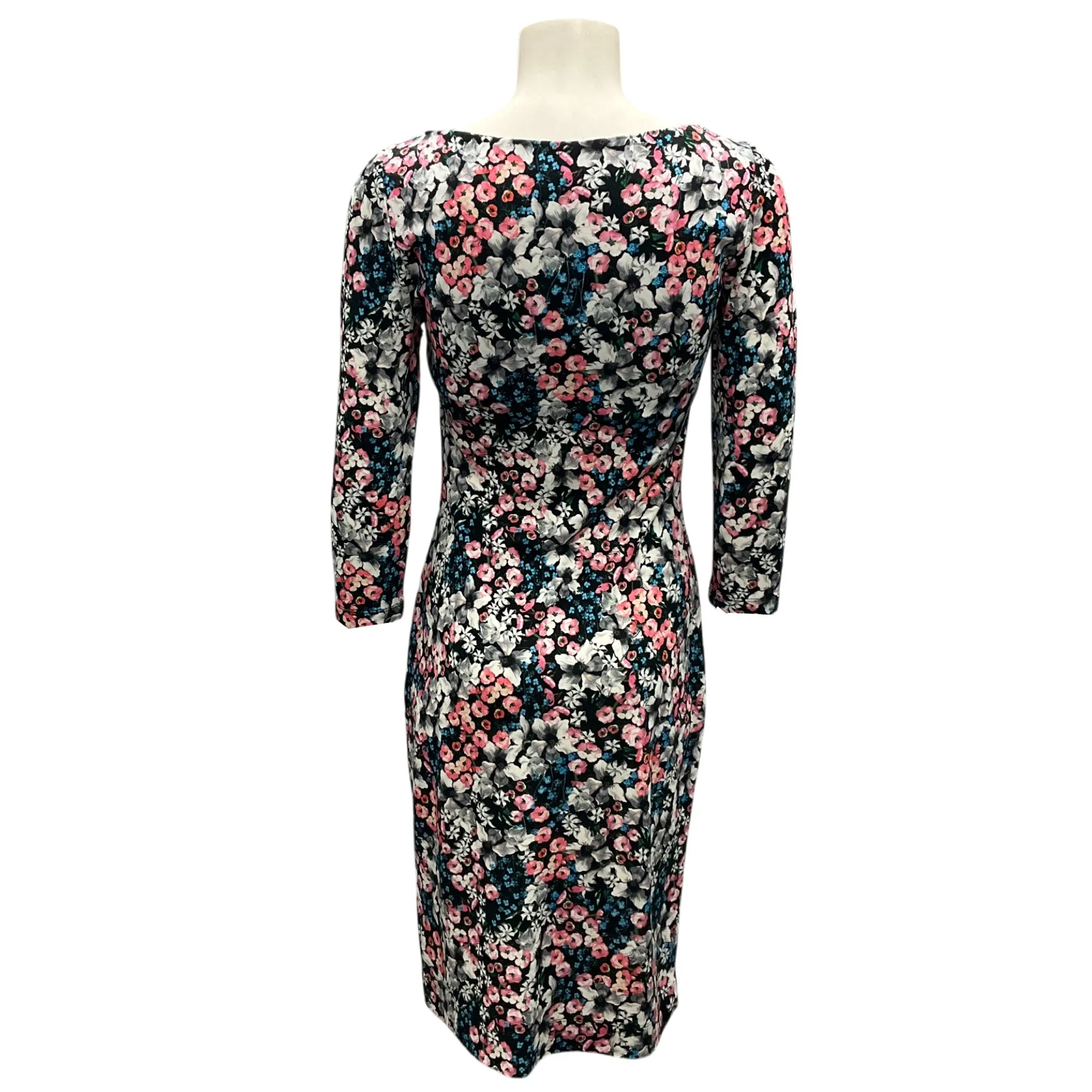 Erdem Black / Blue / Pink Floral Print Stretch Jersey Dress