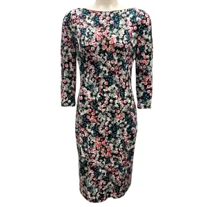 Erdem Black / Blue / Pink Floral Print Stretch Jersey Dress