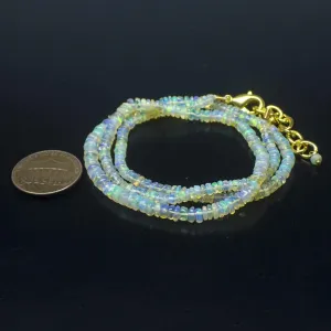 Ethiopian Opal Smooth Rondelle Beads Gold Vermeil Necklace 18" 3mm 4mm