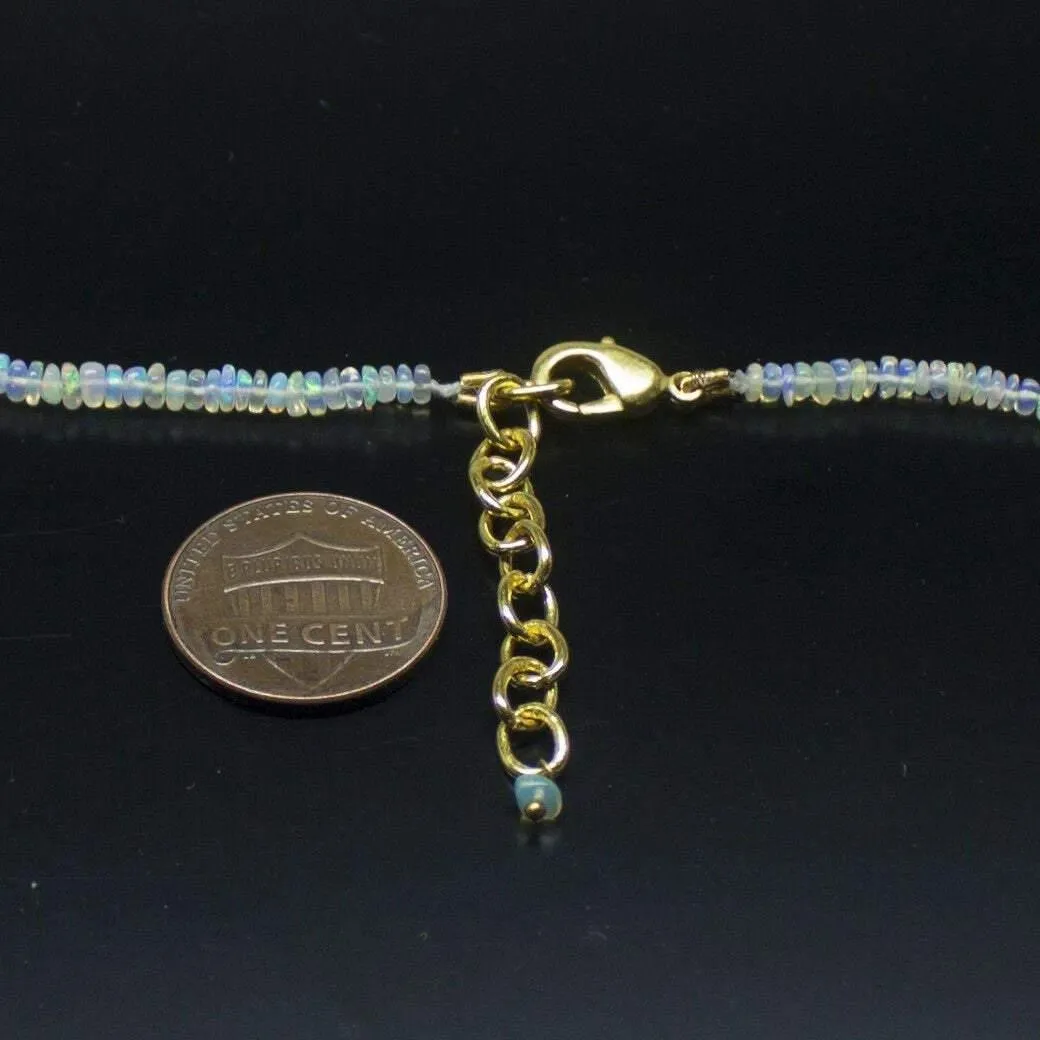 Ethiopian Opal Smooth Rondelle Beads Gold Vermeil Necklace 18" 3mm 4mm