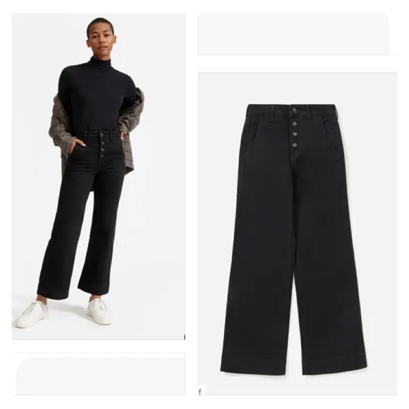 EVERLANE The Button-Fly Wide-Leg Jean In Black Size 23