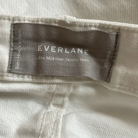 Everlane The Mid-Rise Skinny Jeans White 30 Ankle