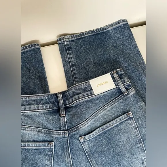 Express Relaxed Straight Leg Low Rise Distress Ripped Blue Jeans Women’s size 2R