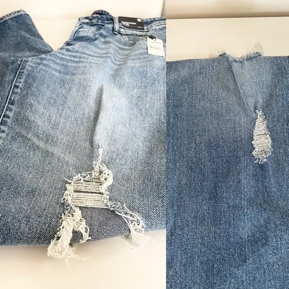 Express Relaxed Straight Leg Low Rise Distress Ripped Blue Jeans Women’s size 2R