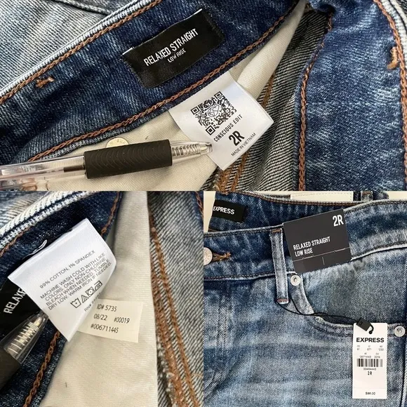 Express Relaxed Straight Leg Low Rise Distress Ripped Blue Jeans Women’s size 2R