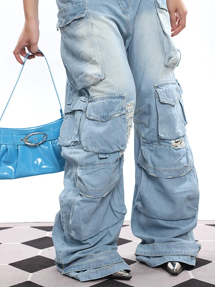 Faded Slouchy Cargo Jeans