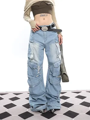 Faded Slouchy Cargo Jeans