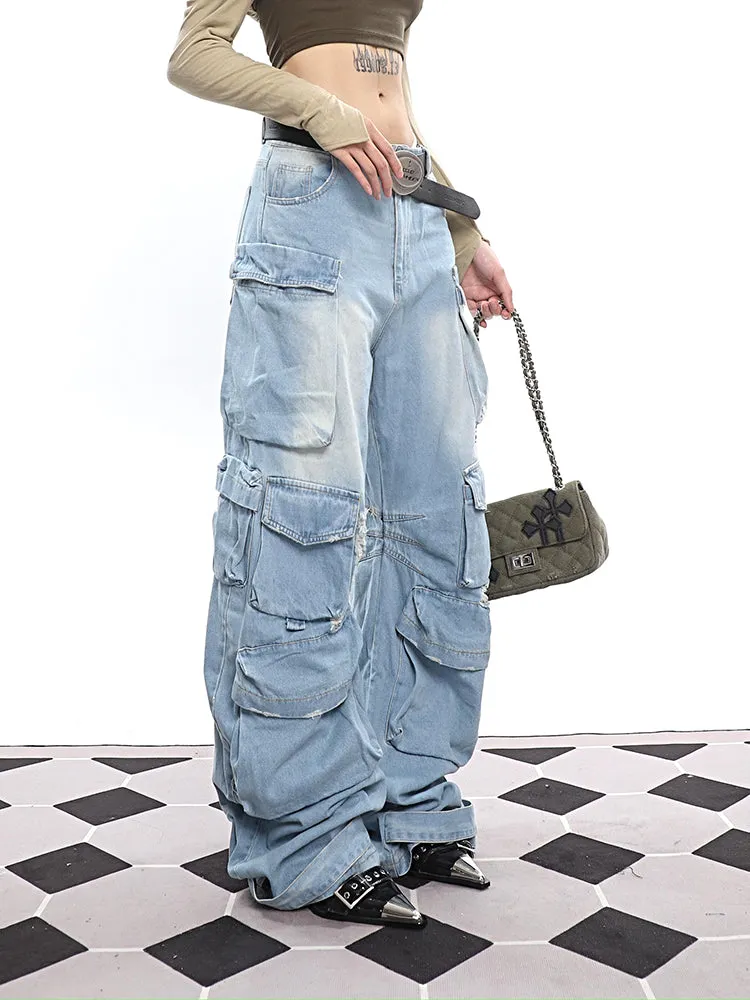 Faded Slouchy Cargo Jeans