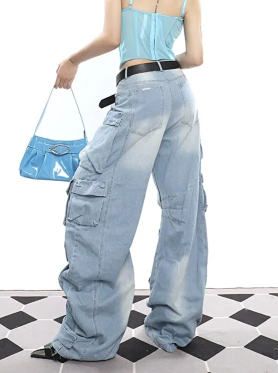 Faded Slouchy Cargo Jeans