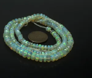 Fire Ethiopian Opal Smooth Rondelle Gemstone Beads 17inches 3.5mm 5mm