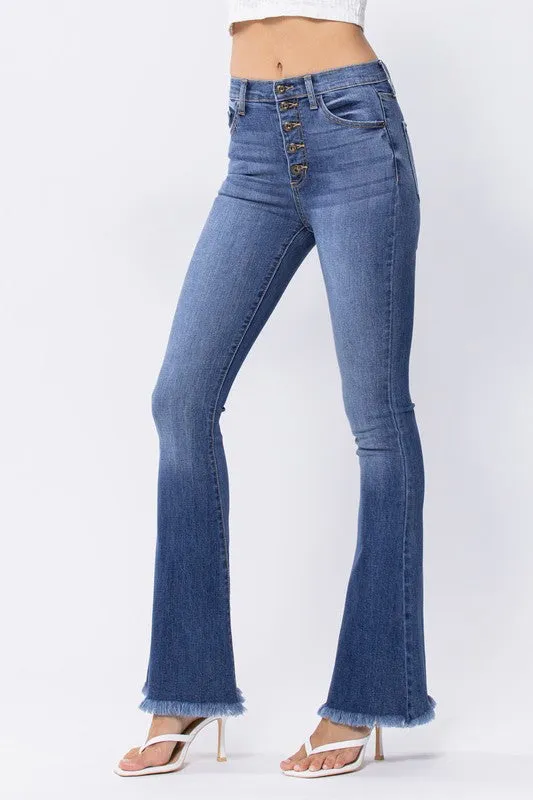 Frayed Hem Flare Jeans