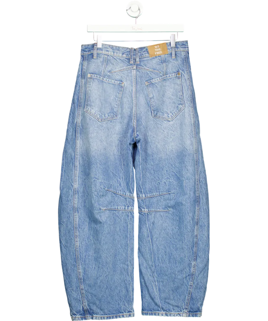 Free People Blue We The Free Good Luck Mid-rise Barrel Jeans W27