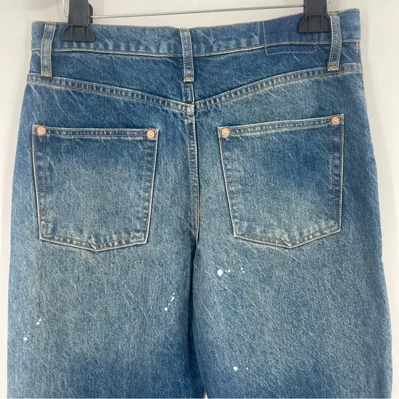 Free People We the Free Paint Splattered Maggie Tapered Baggy Boyfriend Jeans