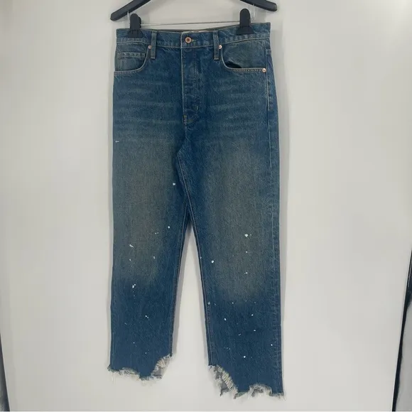 Free People We the Free Paint Splattered Maggie Tapered Baggy Boyfriend Jeans