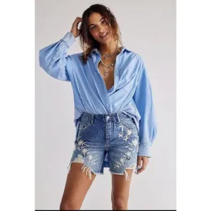 Free People You're My Butterfly Embroidered Shorts