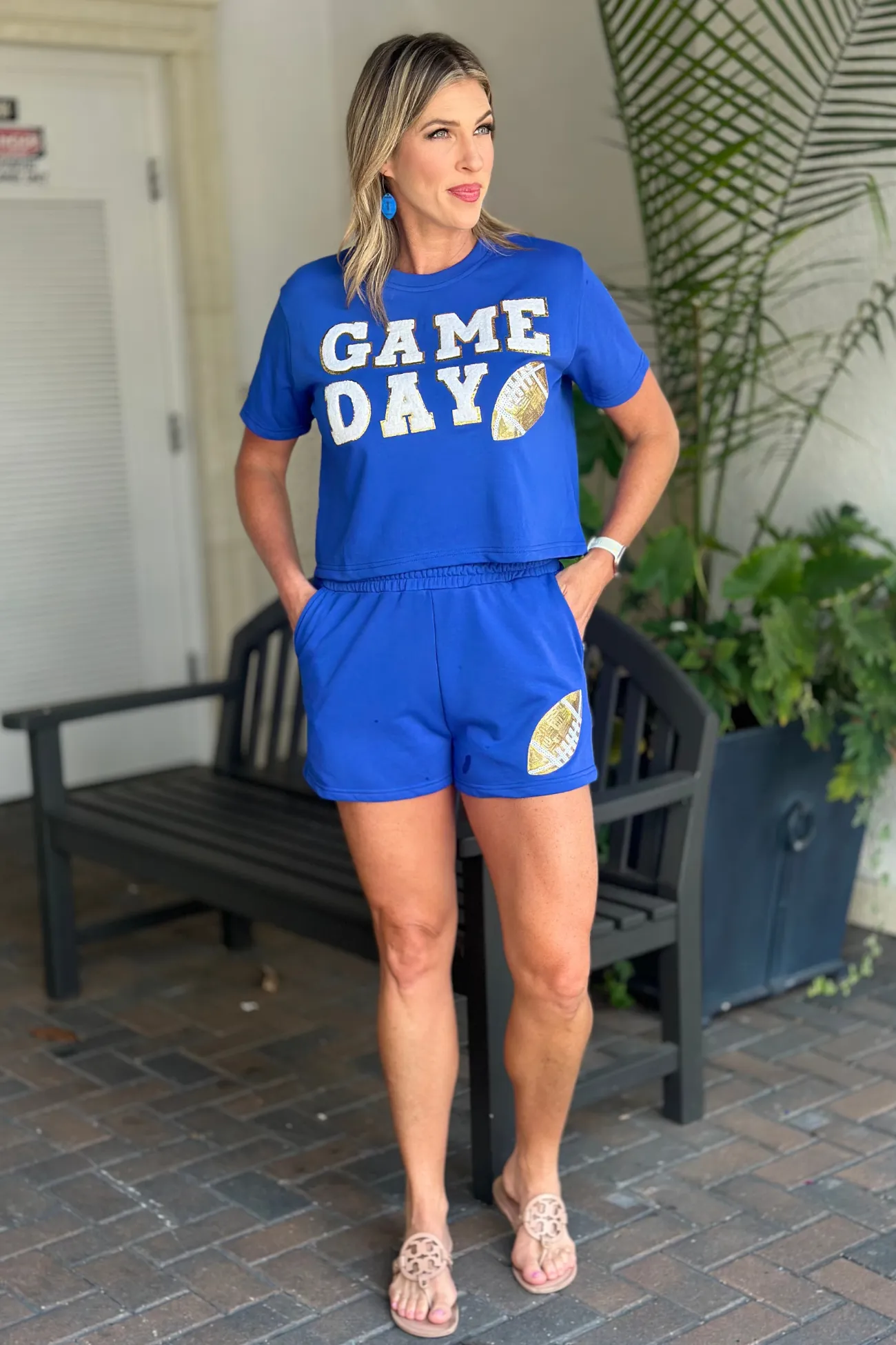 Game Day Football Patch Work Set-Royal Blue