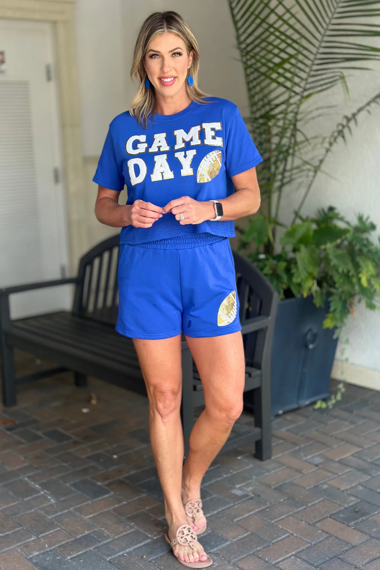Game Day Football Patch Work Set-Royal Blue