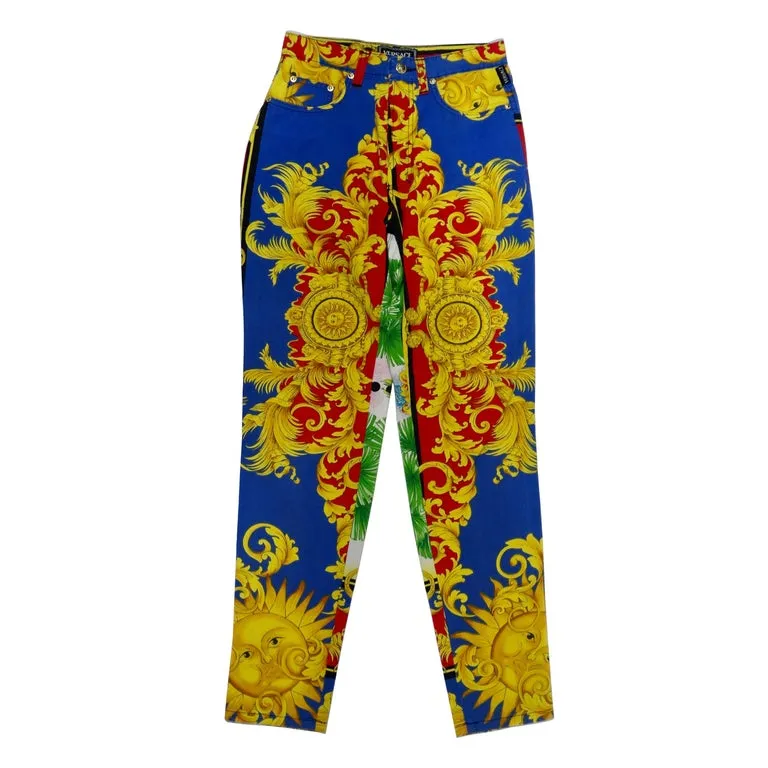 Gianni Versace Sun Baroque Print Jeans