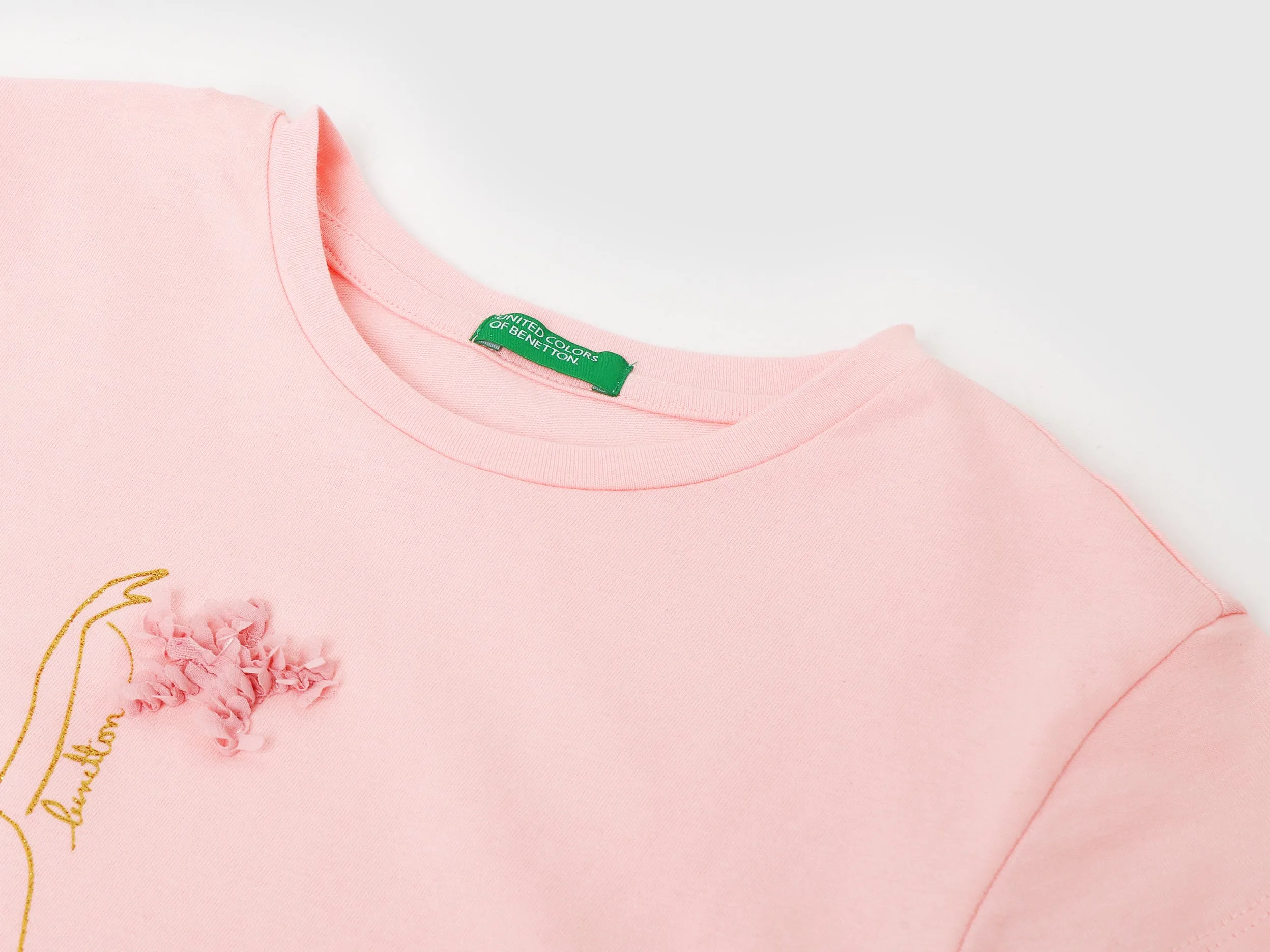 Girls Applique Round Neck Top