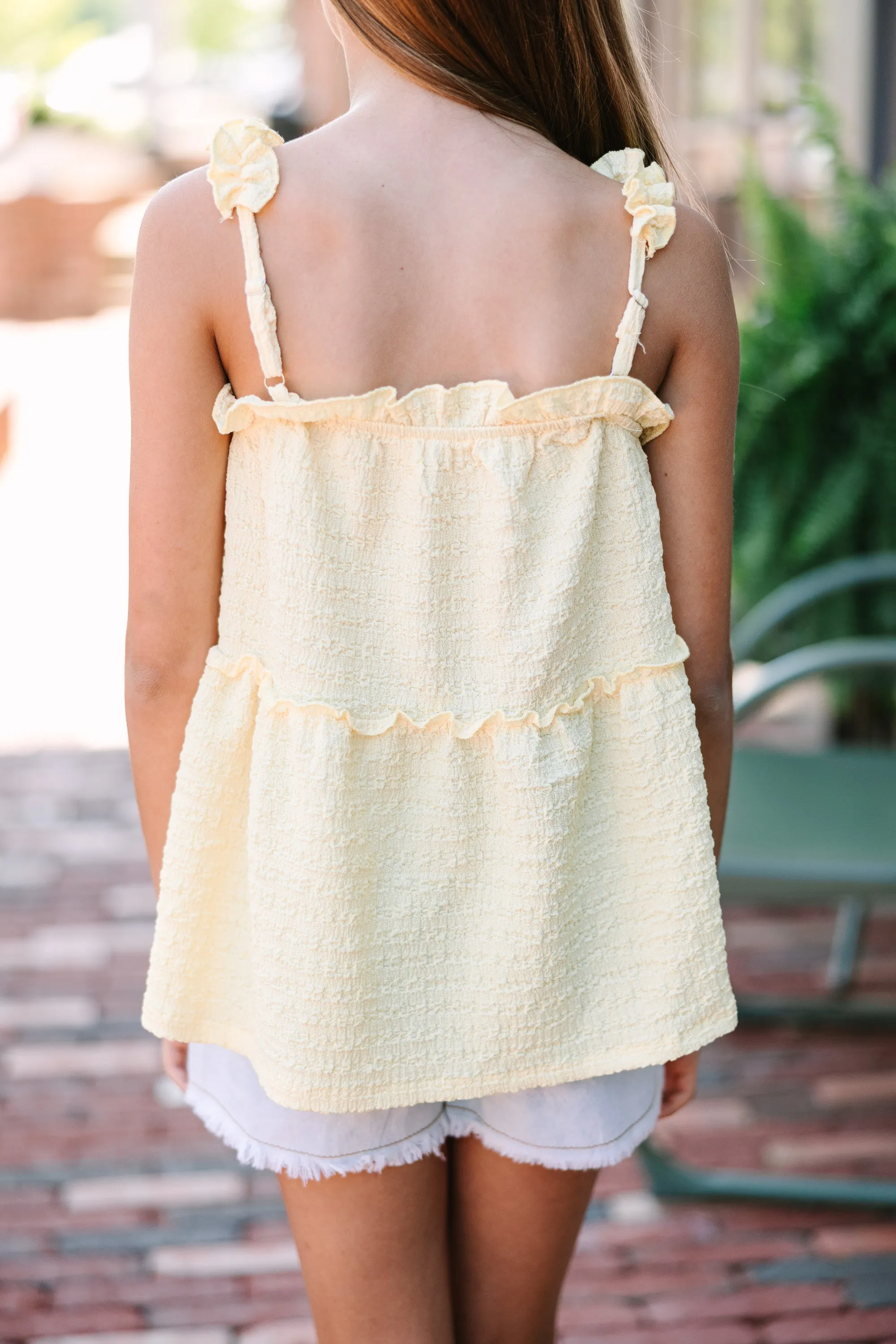 Girls: Easy Days Yellow Ruffled Tank