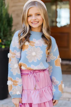 Girls: Easy To Love Blue Floral Sweater