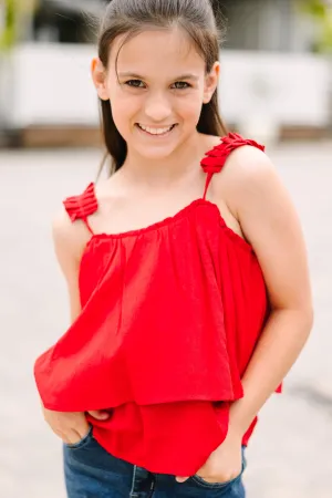 Girls: Feeling Fine Red Ruffled Tank
