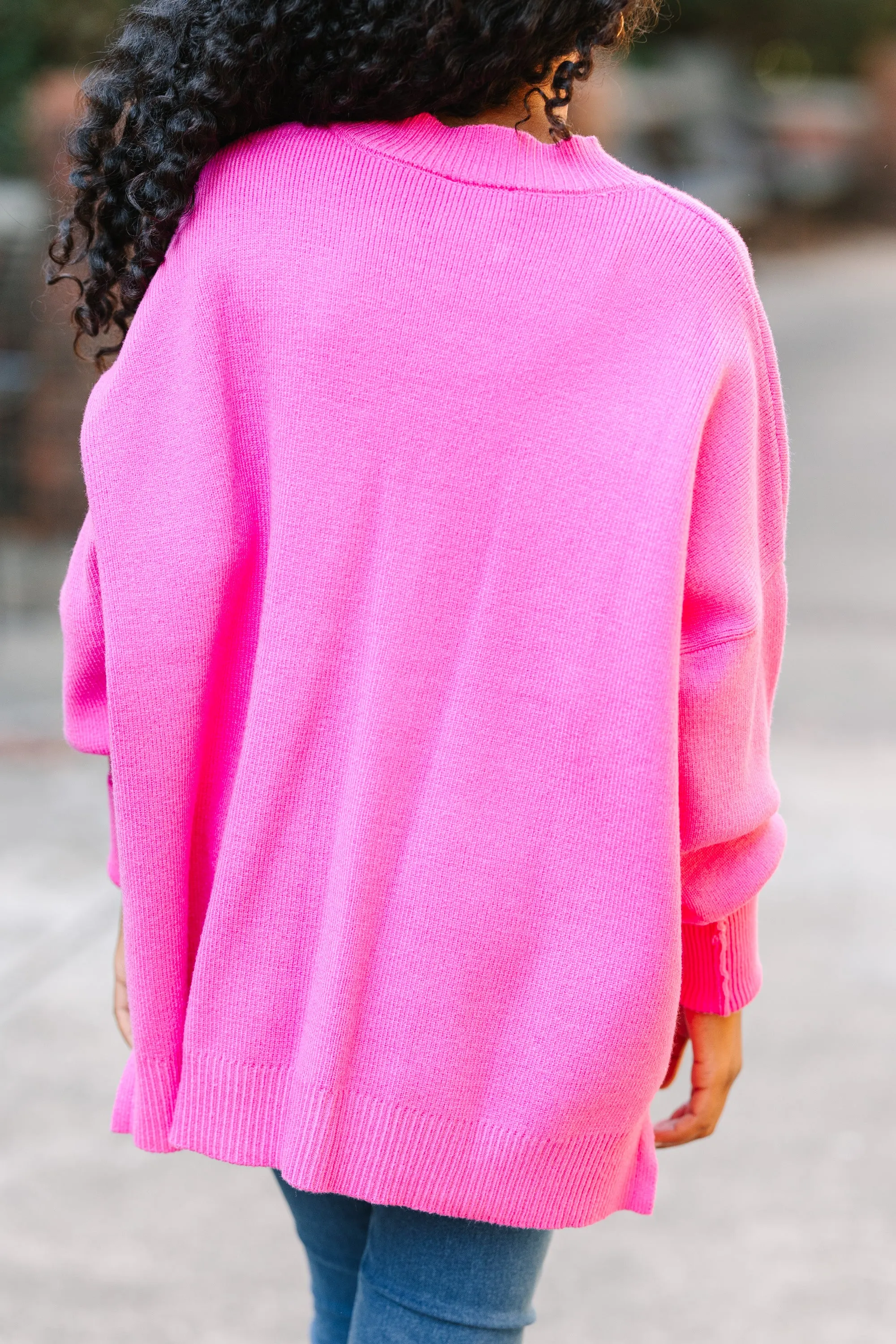 Girls: Just So You Candy Pink Mock Neck Sweater
