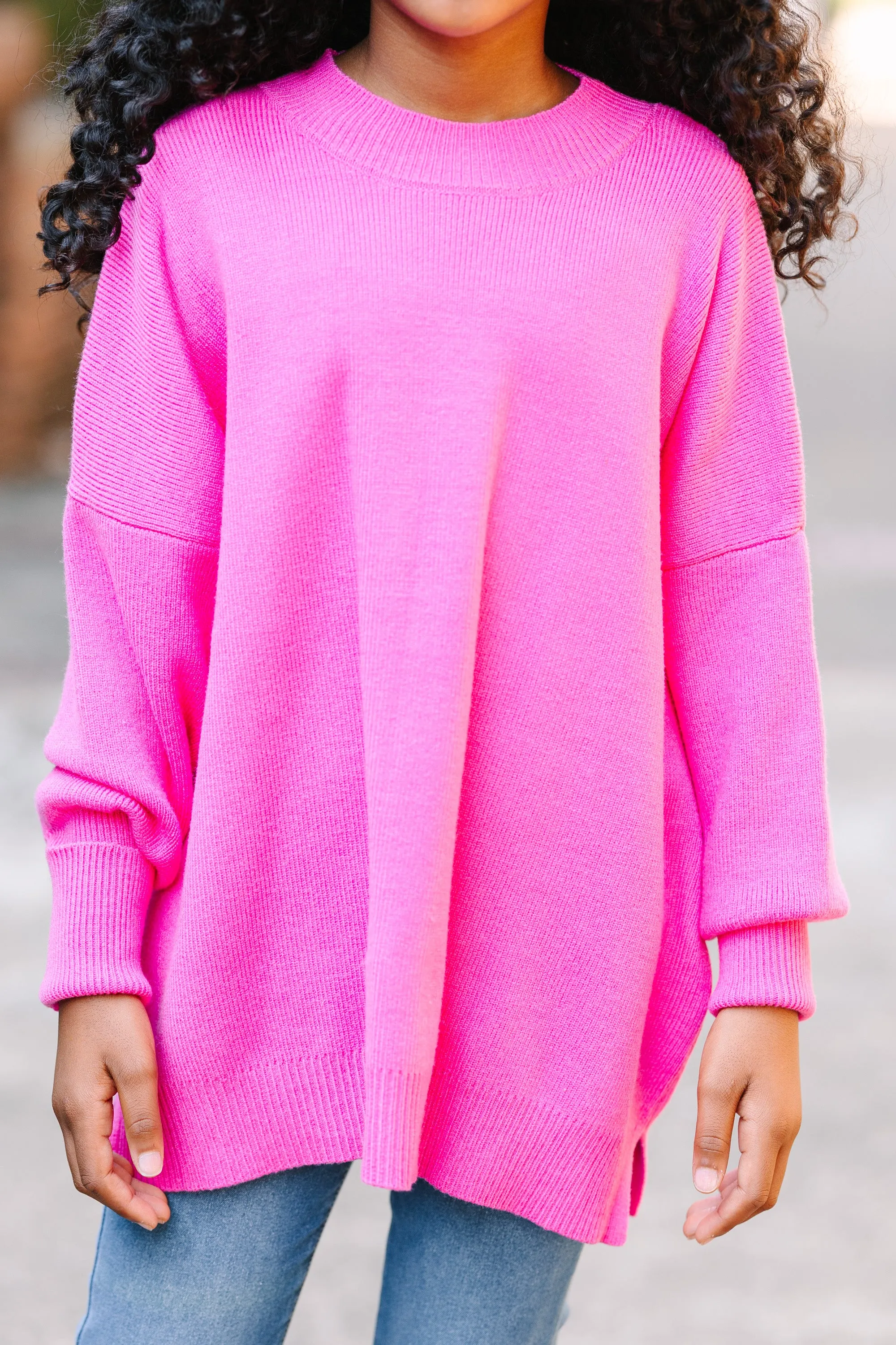 Girls: Just So You Candy Pink Mock Neck Sweater