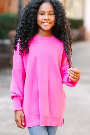 Girls: Just So You Candy Pink Mock Neck Sweater
