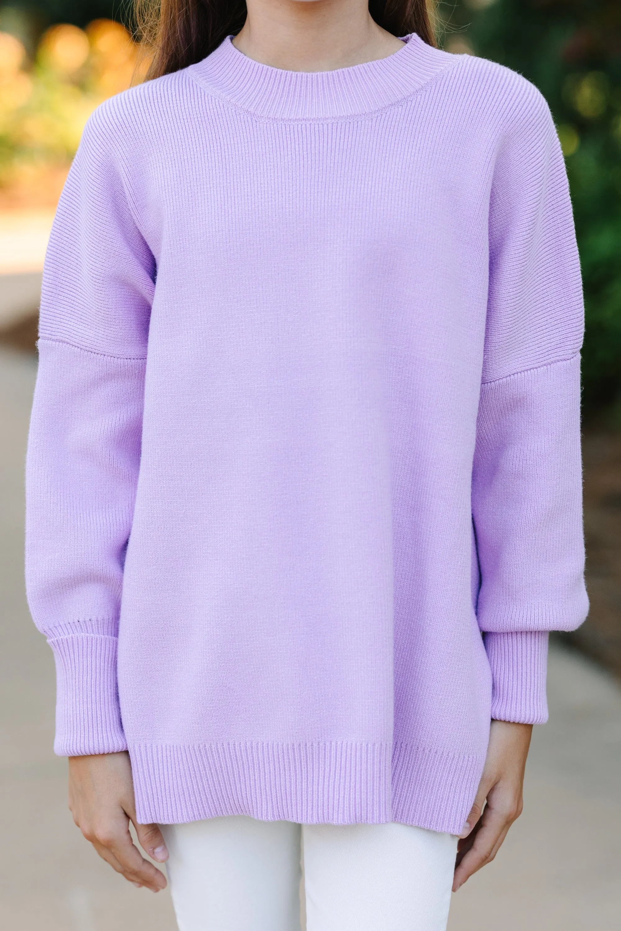 Girls: Just So You Lavender Purple Mock Neck Sweater