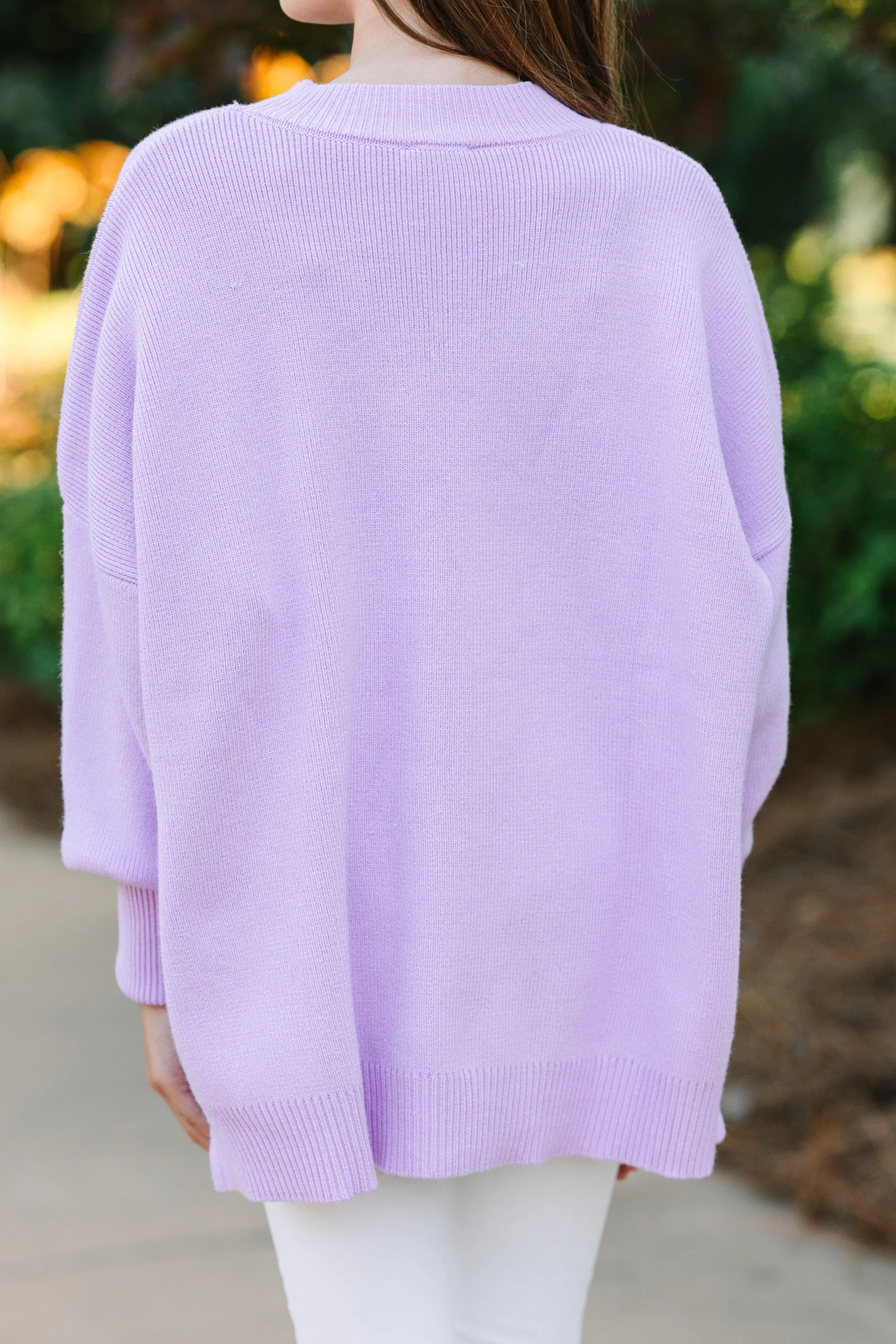 Girls: Just So You Lavender Purple Mock Neck Sweater