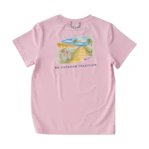 Girls Pro Performance Short Sleeve Fishing T-shirt in Pink Lady Beach Bike Path