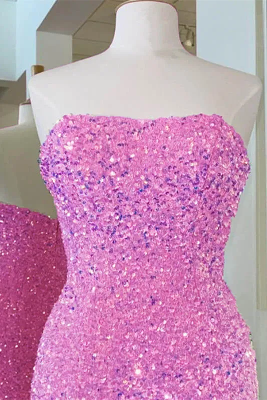 Glitters Pink Sequin Bodycon Mini Homecoming Dress