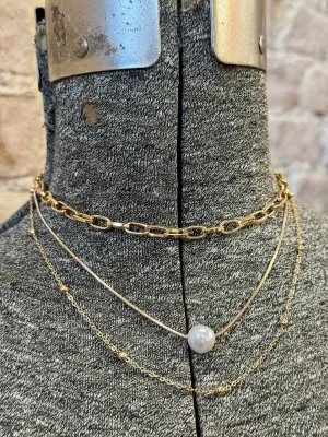 Gold Layered Pearl Necklace