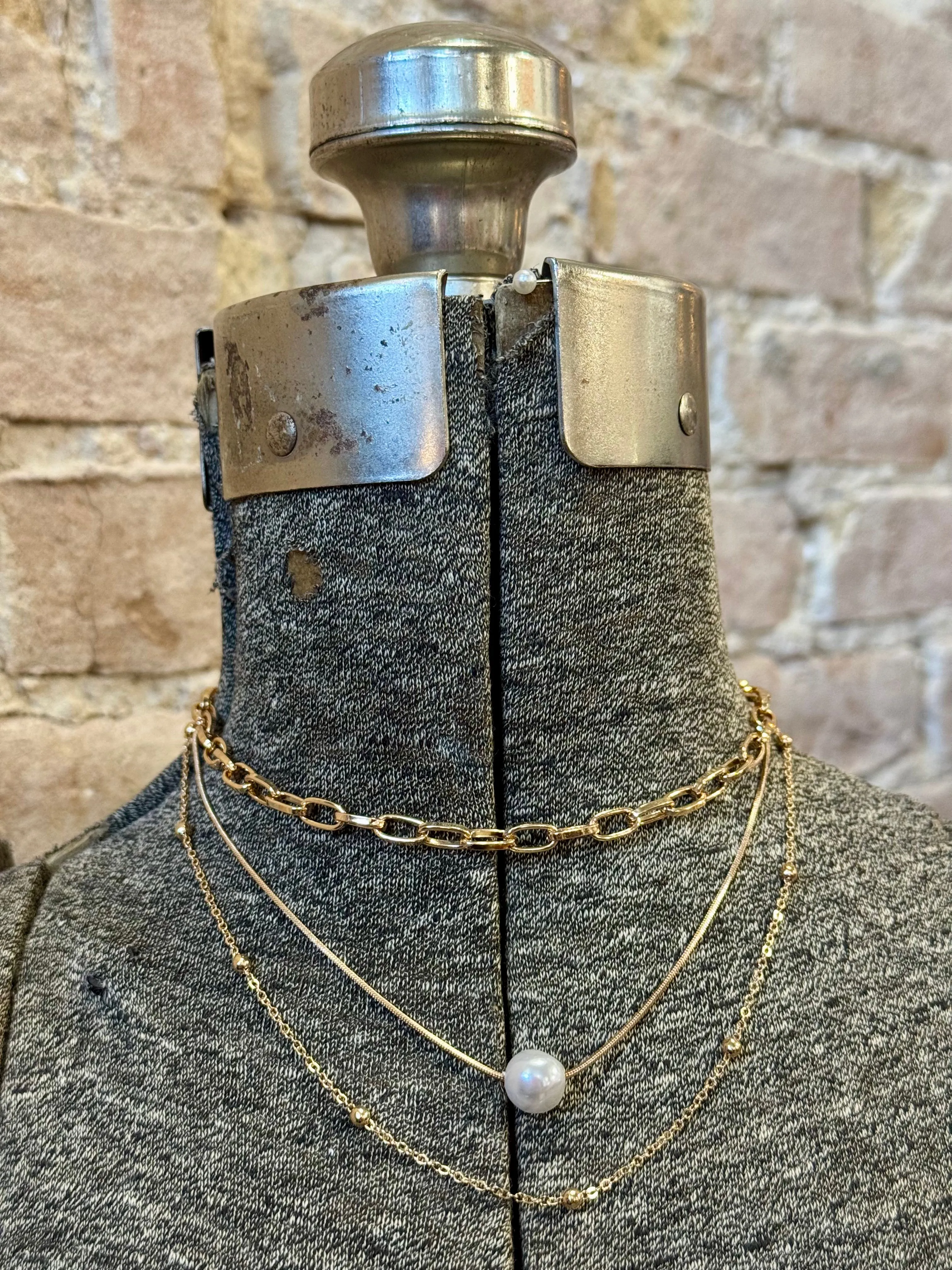 Gold Layered Pearl Necklace
