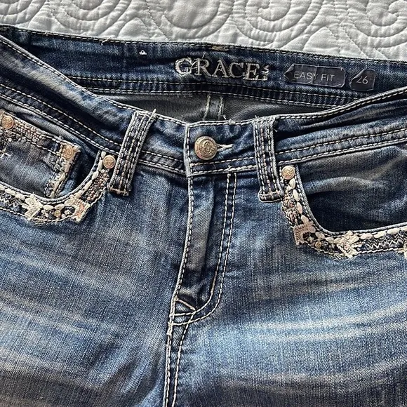 Grace in LA Embroidered Bootcut Jeans - Long Length