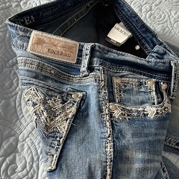 Grace in LA Embroidered Bootcut Jeans - Long Length